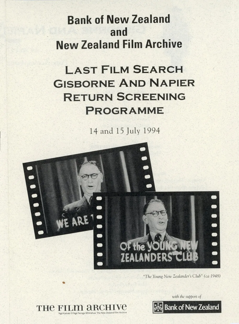 Bank of New Zealand and New Zealand Film Archive