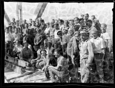 Image: Auckland Harbour Bridge workmen, 1959