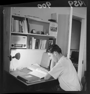 Image: A university student studying at home in a flat