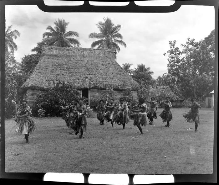 Male dancers at the meke, Lautoka, Fiji