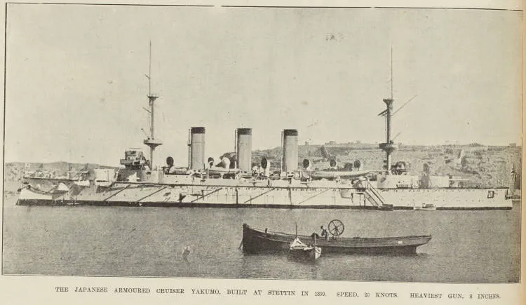 The Japanese armoured cruiser Yakumo, built at Stettin in 1899