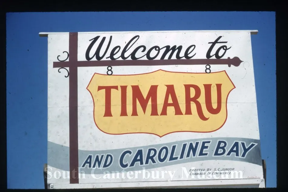Welcome to Timaru and Caroline Bay sign