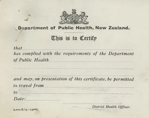 Smallpox vaccination certificate