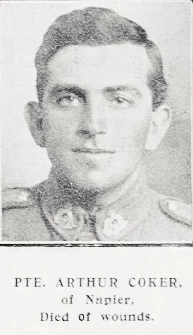 Pte Arthur Coker of Napier, died of wounds
