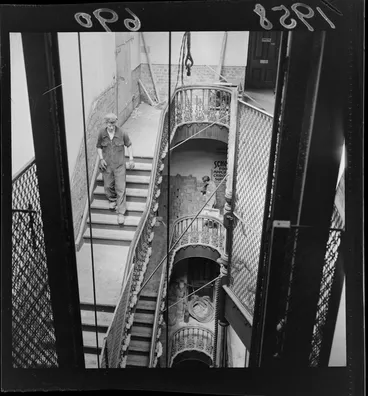 Image: Stairwell being demolished at Kings Chambers, Willis Street