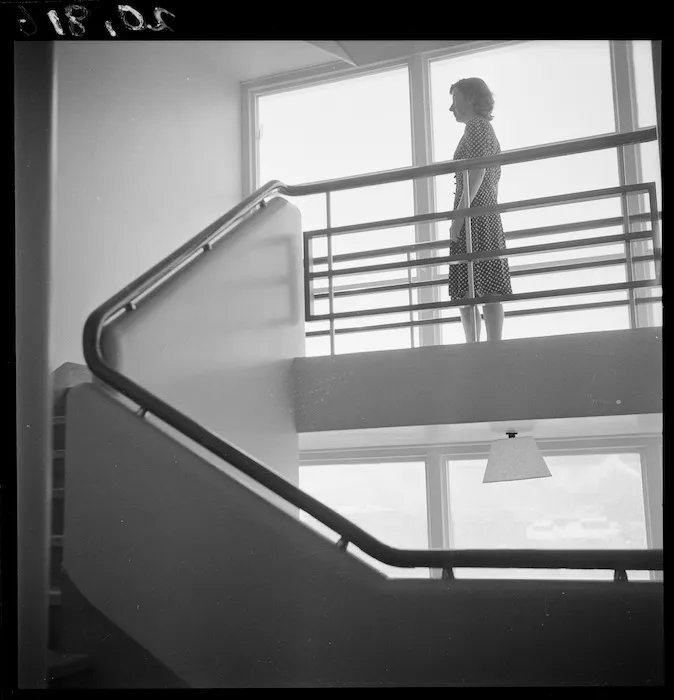 Inside the stairwell of the newly completed Dixon Street Flats, Wellington