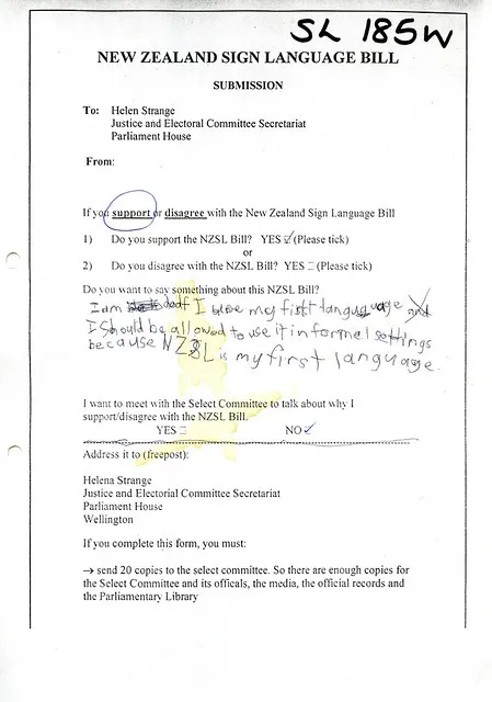 Submission on the New Zealand Sign Language Bill