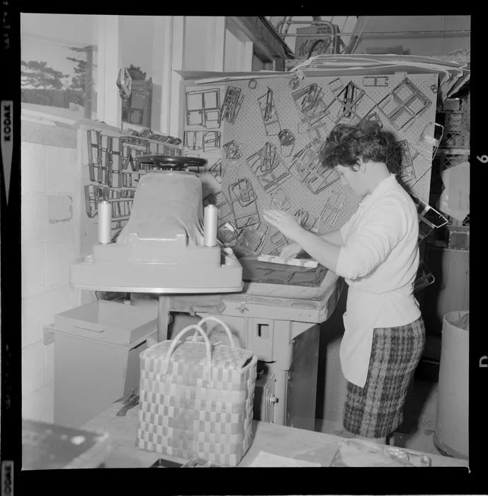 Worker at Tatra Leather factory, Wainuiomata, Lower Hutt