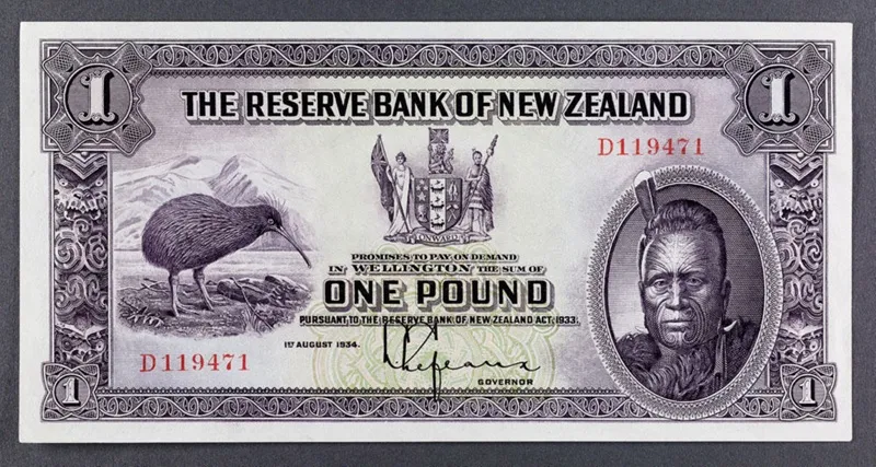 Reserve Bank of New Zealand 1934 One Pound First Issue