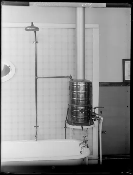 Bathroom interior with califont [gas water heater]