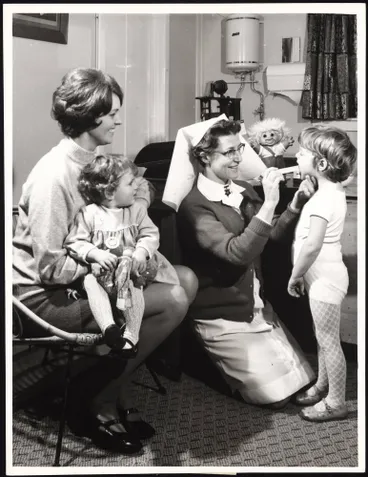 Examination time, Hataitai Plunket Rooms, Wellington, 1969 Image: Examination time, Hataitai Plunket Rooms, Wellington, 1969