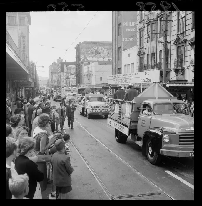 A procession of vehicles marking Safety Week