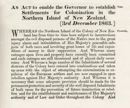 The New Zealand Settlements Act of 1863