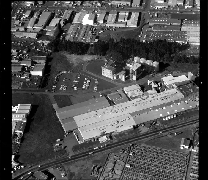 Bycroft factory on lower Saleyards Road, and Rex Consoldiated factories on Huia Road, Manukau City, Auckland