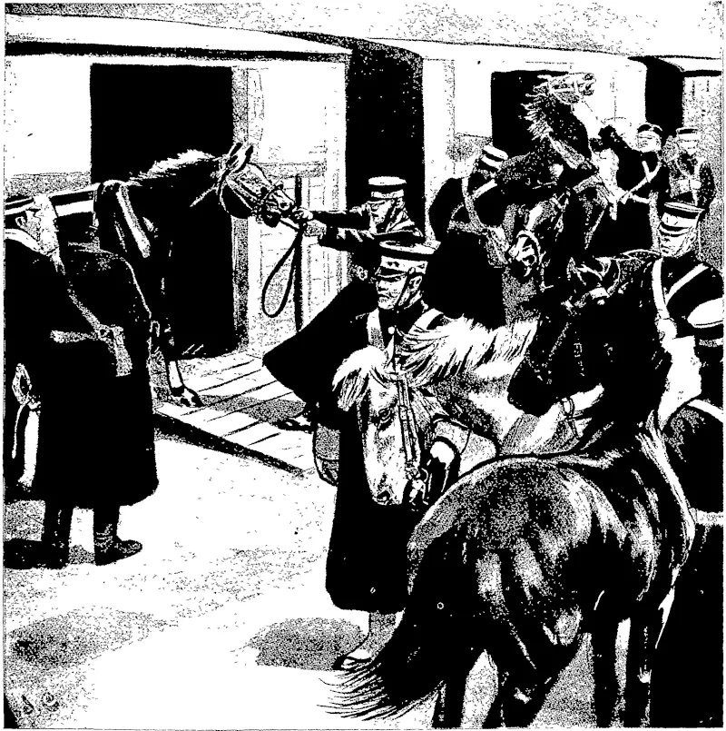 THE RUSSO-JAPANESE WAR: DETRAINING REMOUNTS FOE A JAPANESE CAVALRY CORPS. (Otago Witness, 23 March 1904)