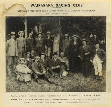 Wairarapa Racing Club stewards and officials at Tauherenikau Racecourse, 1904