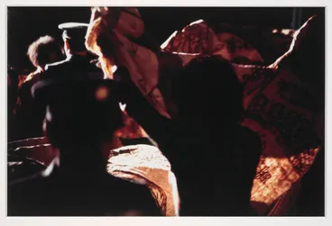 Image: Polynesian women laying tapa on Norman Kirk's coffin