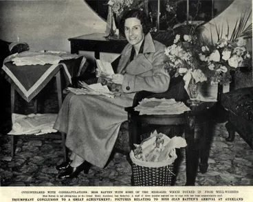 Image: Overwhelmed with congratulations: Miss Batten with some of the messages which poured in from well-wishers