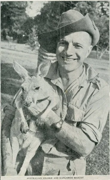 Australian soldier and kangaroo mascot Image: Australian soldier and kangaroo mascot