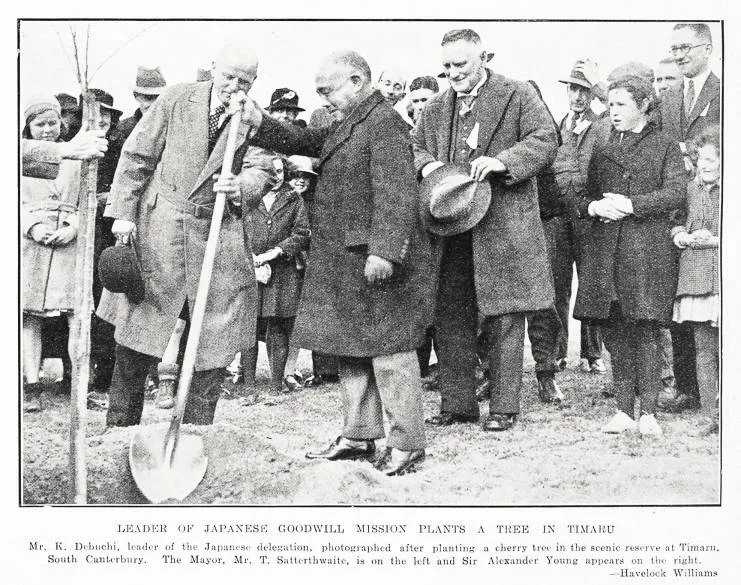 Leader of Japanese goodwill mission plants a tree in Timaru