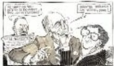 Image: "So what do you intend to do about this - eh Mitterrand!" [Francois Mitterrand, David Lange] [picture] /