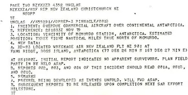 Image: Wreckage of Flight TE901 sighted on Erebus