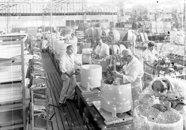 Image: [Electric washing machine assembly factory interior]