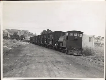 Image: Locomotive and stock trucks at Westfield?