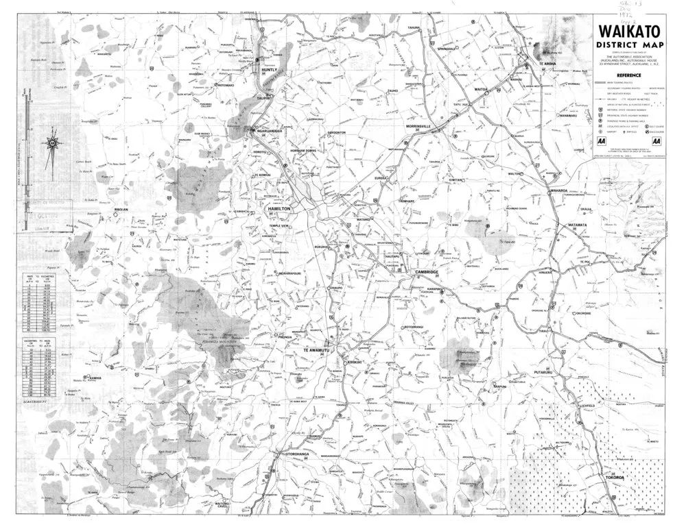 Waikato District map: road map