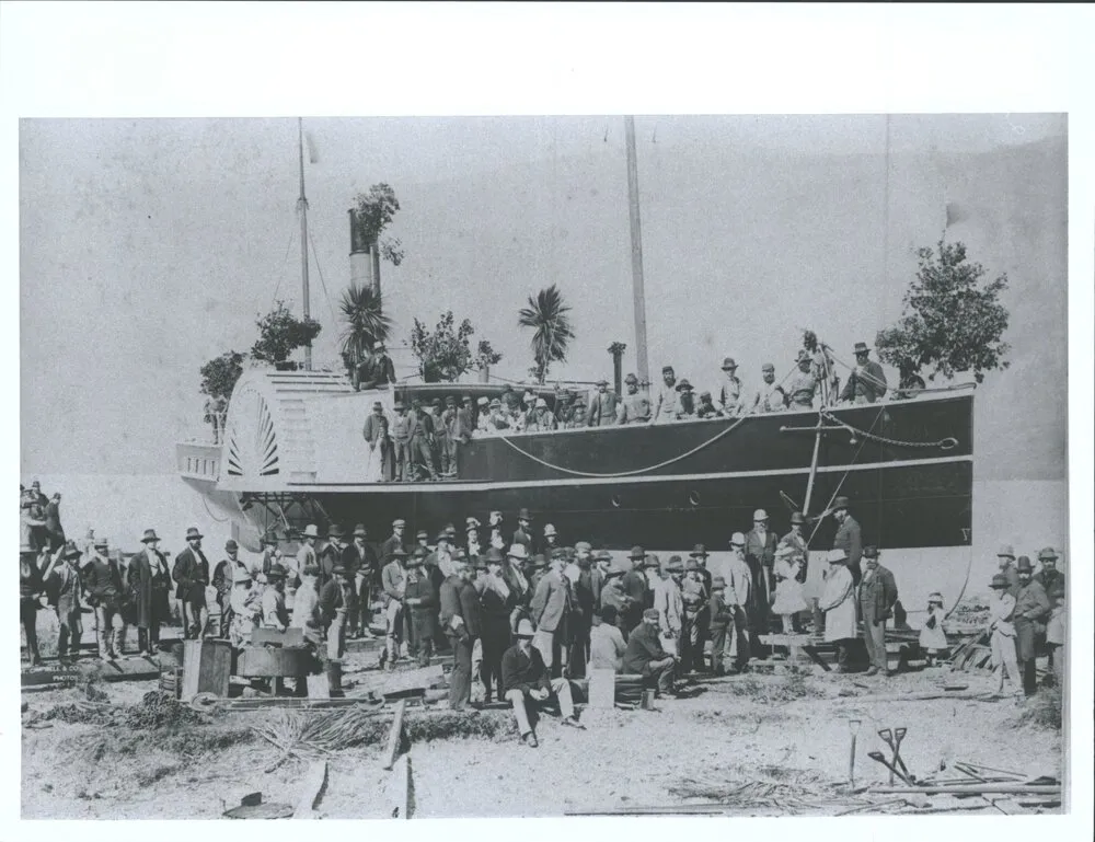 Launch of P.S. Mountaineer at Kingston, Lake Wakatipu