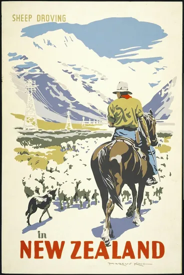 Image: King, Marcus, 1891-1983 :Sheep droving in New Zealand. [1950s].