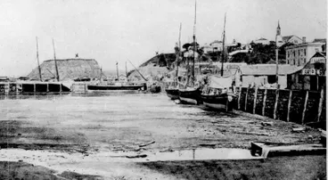 Image: Winstone's relationship with Auckland City: 1876 Customs St East showing Fort Britomart, Auckland