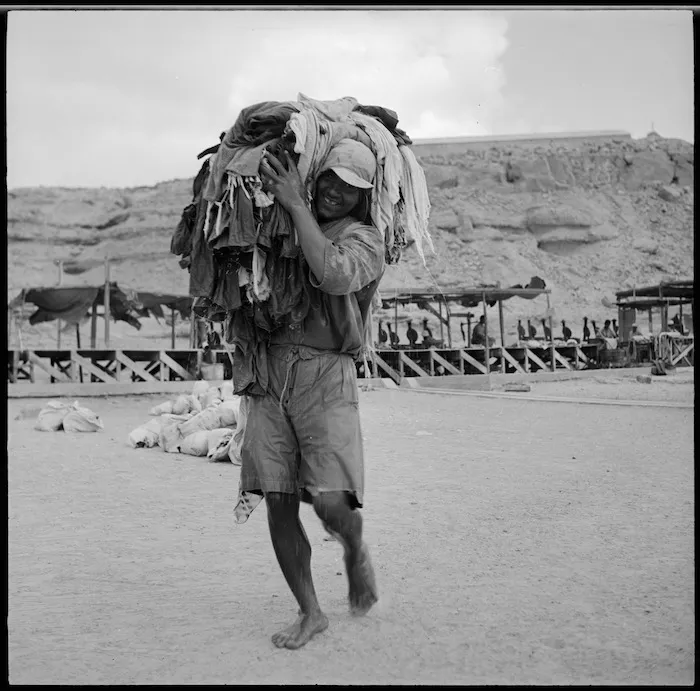 Local labourer at the Maadi Camp laundry, Egypt