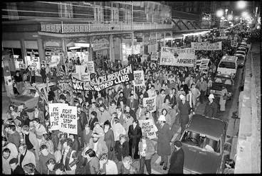 Image: Anti-Springbok tour demonstration, Willis Street, Wellington