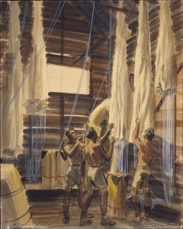 Image: Airing parachutes, Guadalcanal