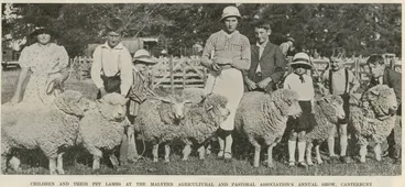 Image: Children and their pet lambs at the Malvern Agricultural and Pastoral Association's annual show, Canterbury