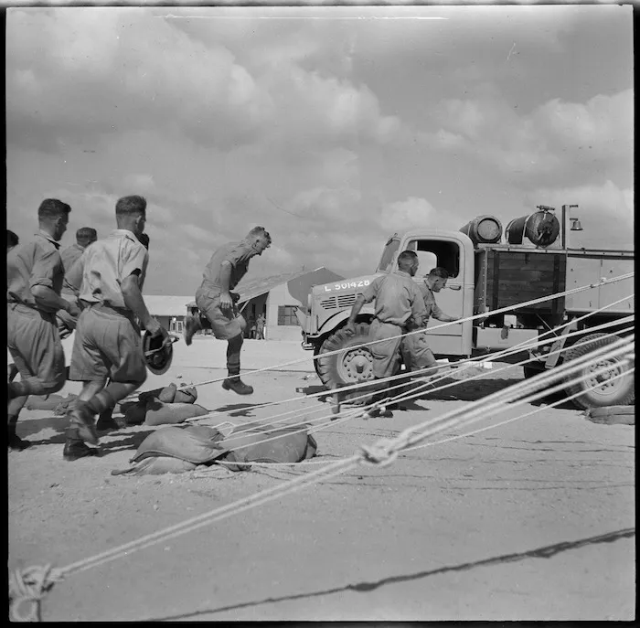 NZEF Base Camp Fire Brigade on a practice call, Maadi, Egypt