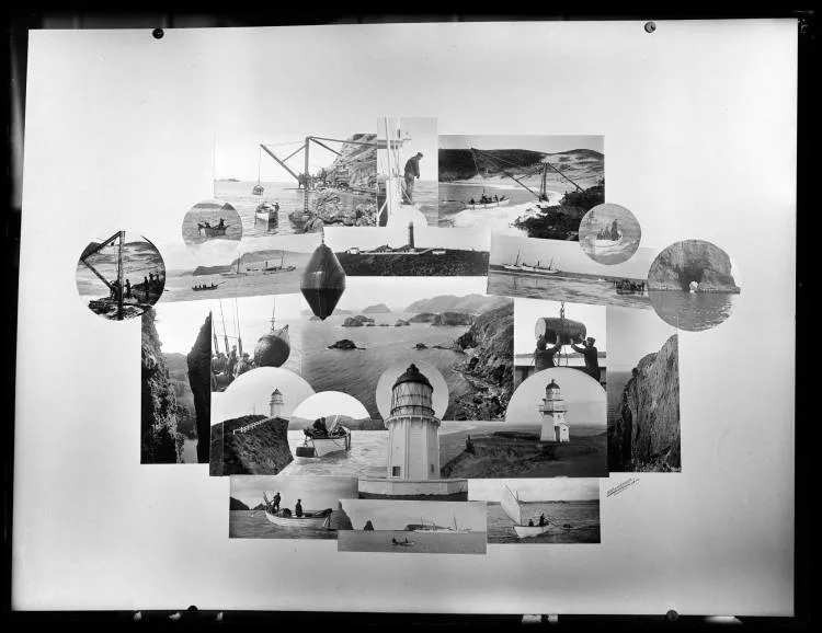 Montage of lighthouses and boats, 1904