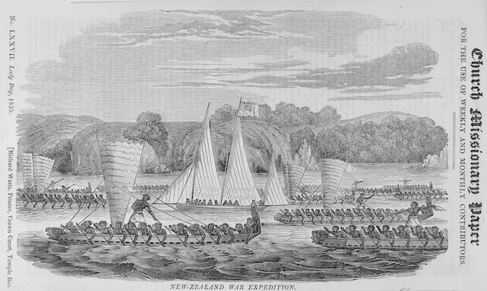 Williams, Henry, 1782-1867 :New Zealand war expedition. [Engraving. London, Seely's, 1835 & 1849]