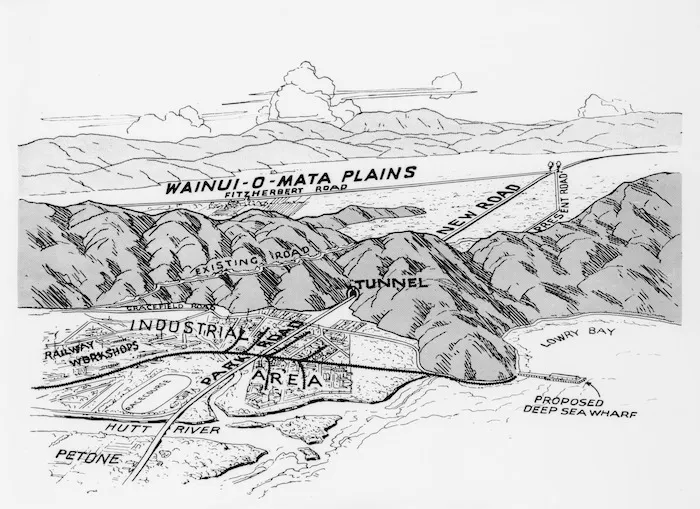 Plan of proposed new tunnel and development for Wainuiomata area, Lower Hutt, Wellington
