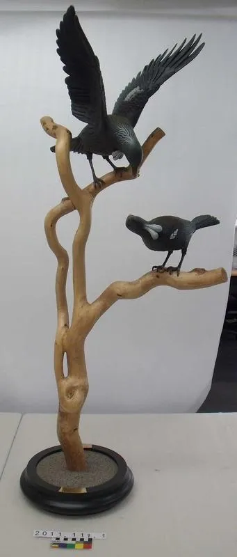 "The Tuis" wood sculpture