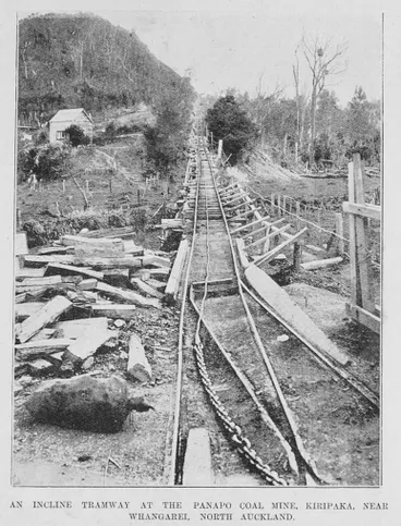 Image: An incline tramway at the Panapo coal mine, Kiripaka near Whangarei