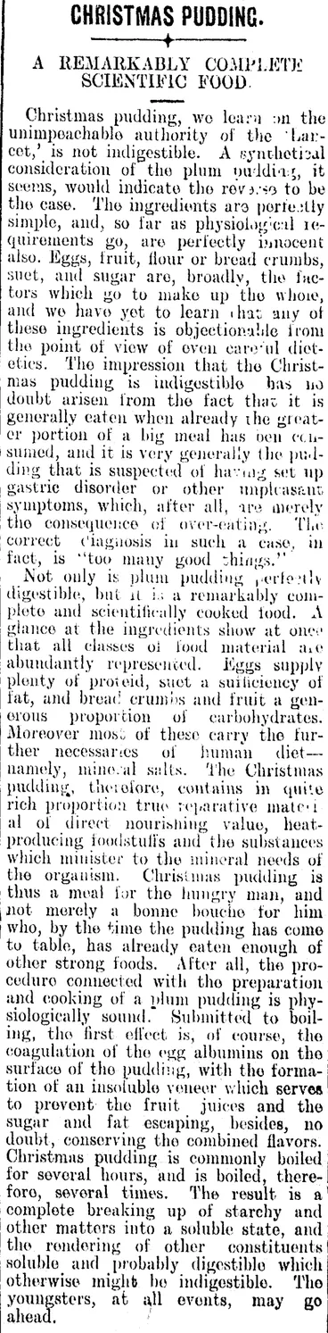 Image: CHRISTMAS PUDDING. (Clutha Leader 24-12-1907)
