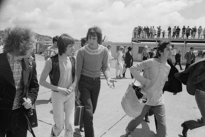 The Who and The Small Faces arrive at Wellington Airport