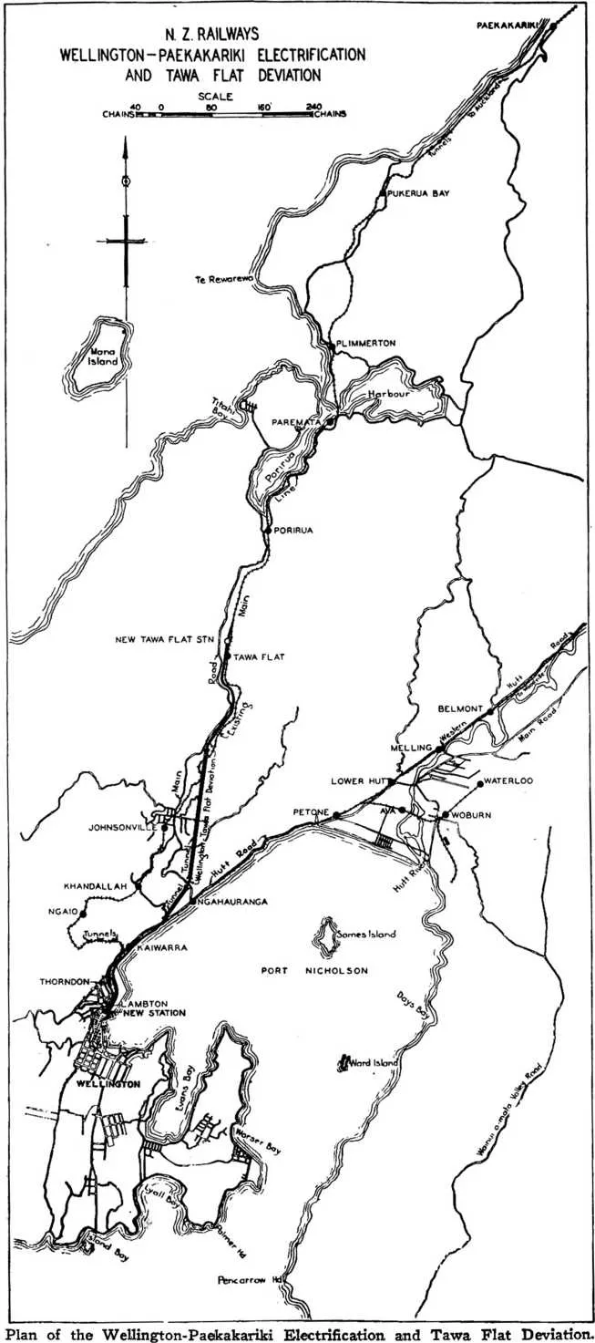 Plan of the Wellington-Paekakariki Electrification and Tawa Flat Deviation