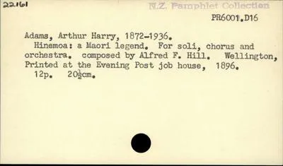 Hinemoa : a Maori legend : for soli, chorus & orchestra