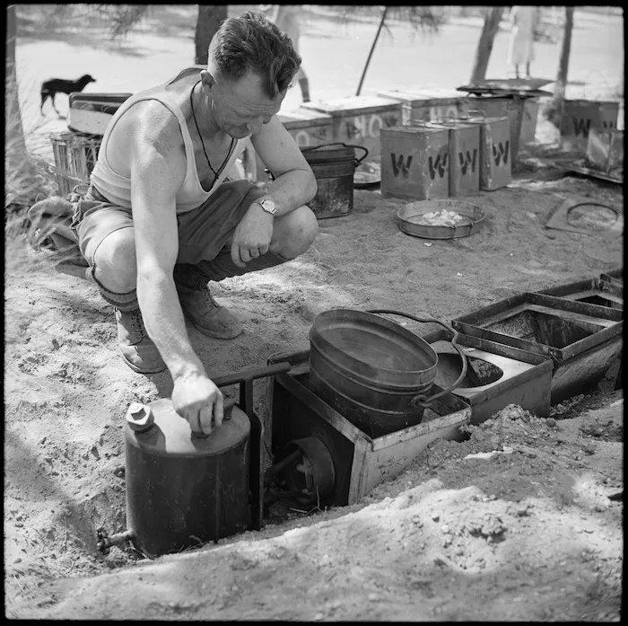 Cooking a meal on a route march, Egypt