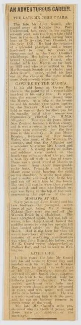 An adventurous career. The Late Mr John Guard