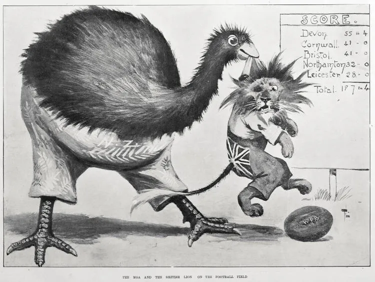 THE MOA AND THE BRITISH LION ON THE FOOTBALL FIELD