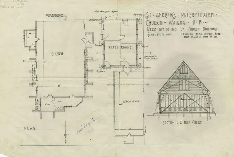 Architectural plan, St Andrew's Presbyterian Church, Wairoa